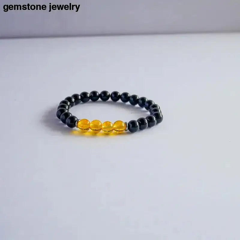 Black Onyx and Citrine Chakra Bracelet in Black and Yellow Beads - Bec Sue Jewelry Shop