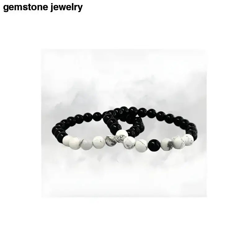 Black Onyx and Howlite Beaded Bracelet 8mm - Bec Sue Jewelry Shop