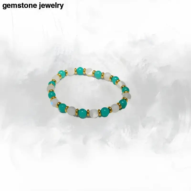 Blue Amazonite Jade Beaded Gemstone Bracelet - Bec Sue Jewelry Shop