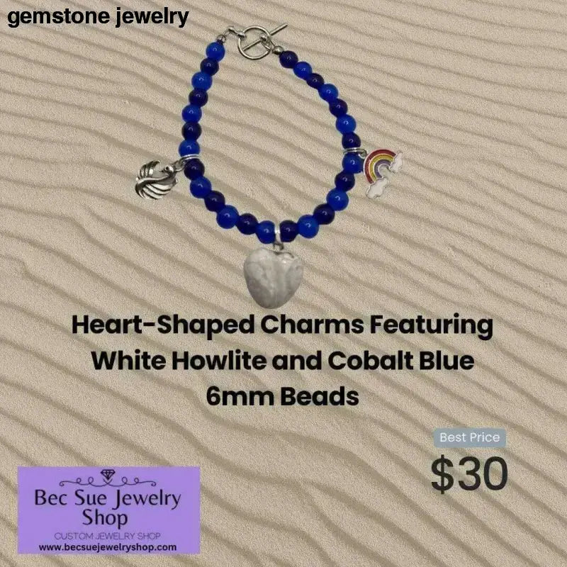 Blue Beaded Charm Bracelet With Unique Blue Charms - Bec Sue Jewelry Shop