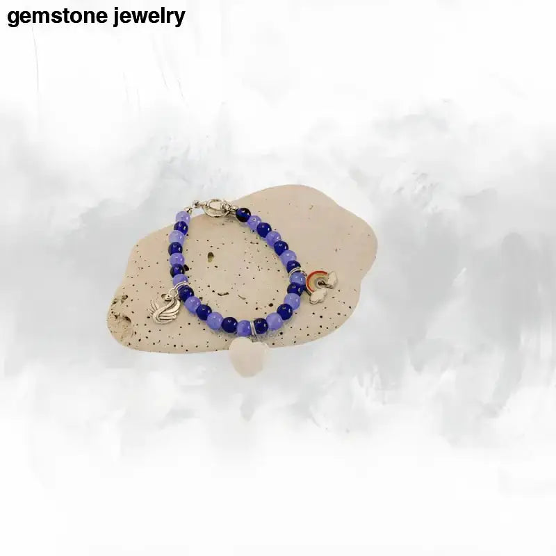 Blue Beaded Charm Bracelet With Unique Blue Charms - Bec Sue Jewelry Shop