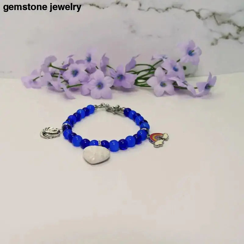Blue Beaded Charm Bracelet With Unique Blue Charms - Bec Sue Jewelry Shop