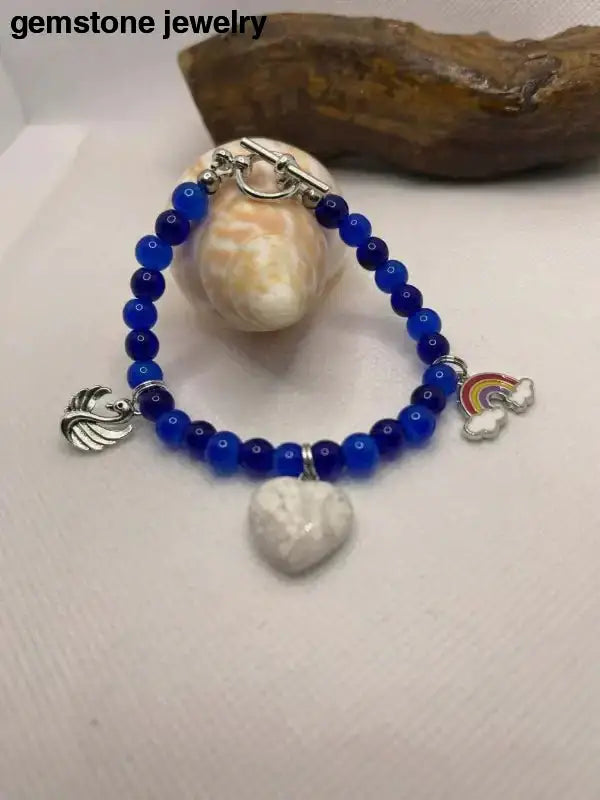 Blue Beaded Charm Bracelet With Unique Blue Charms - Bec Sue Jewelry Shop