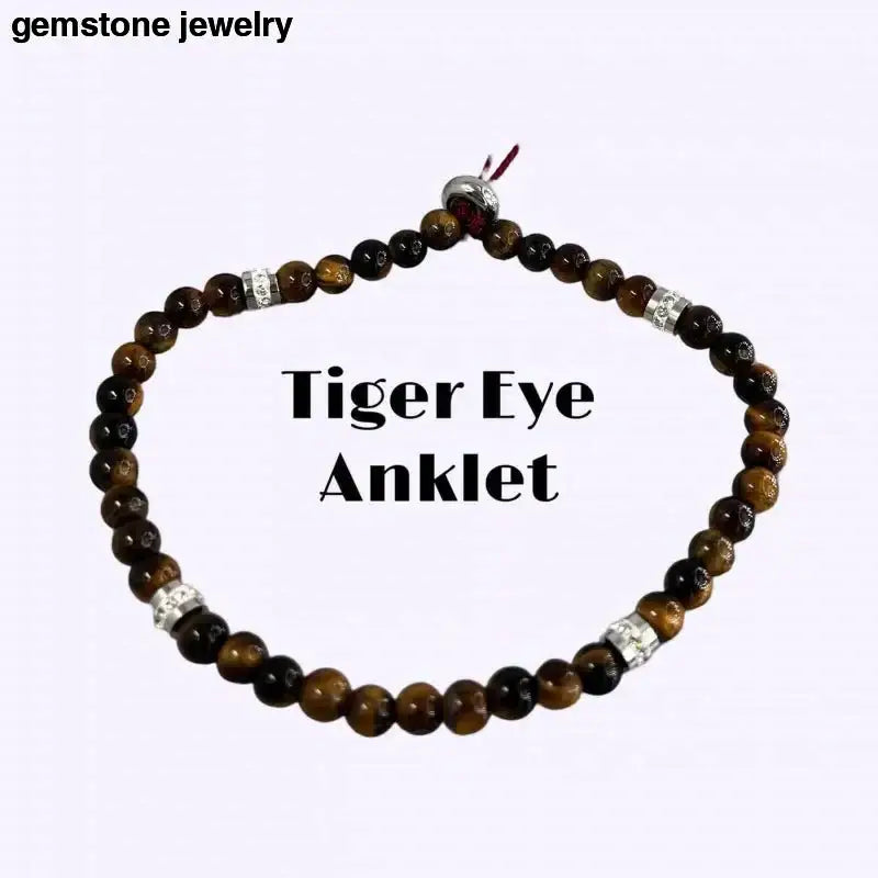 Blue Charm Beaded Gemstone Bracelet with Tiger Eye Accents - Bec Sue Jewelry Shop
