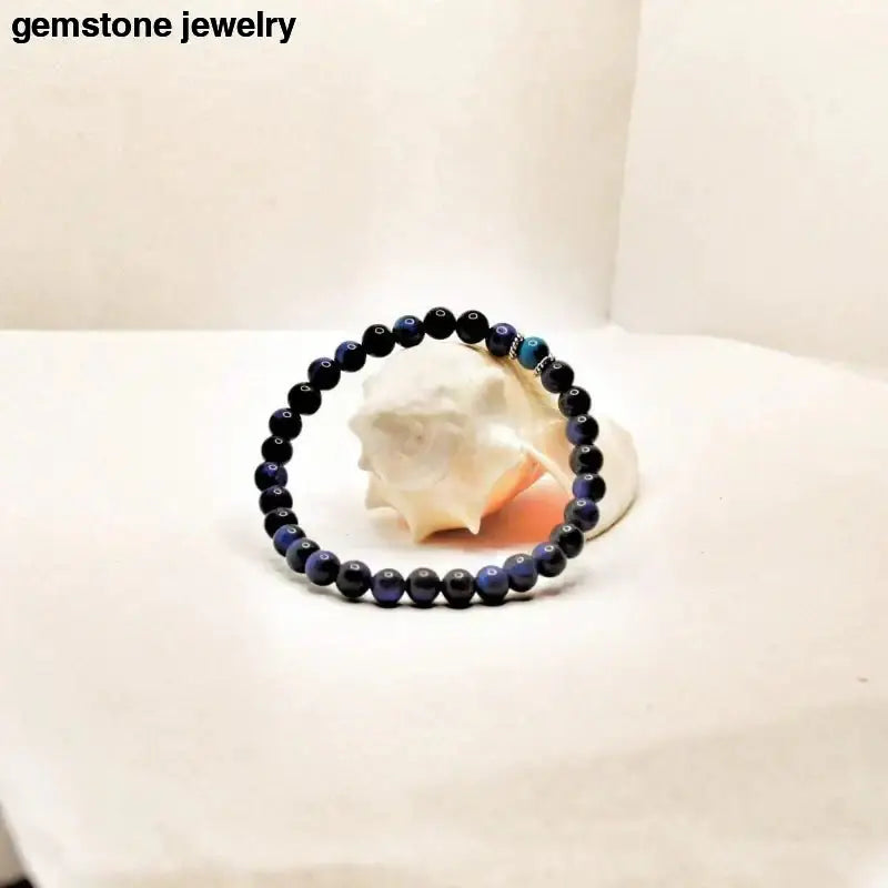 Blue Tiger Eye Bracelet Beaded Jewelry - Bec Sue Jewelry Shop