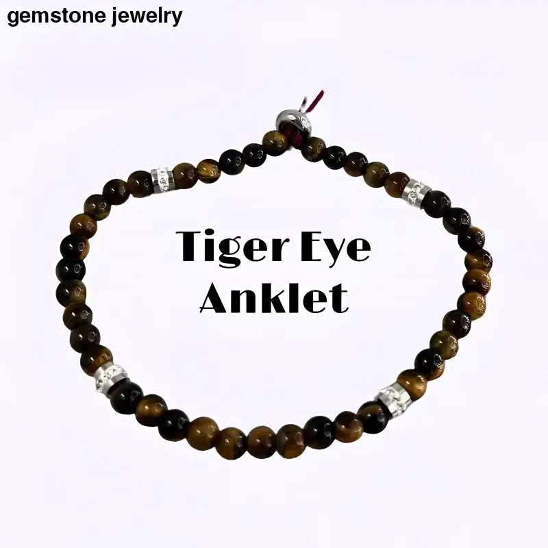 Blue Charm Beaded Gemstone Bracelet with Tiger Eye Accents - Bec Sue Jewelry Shop