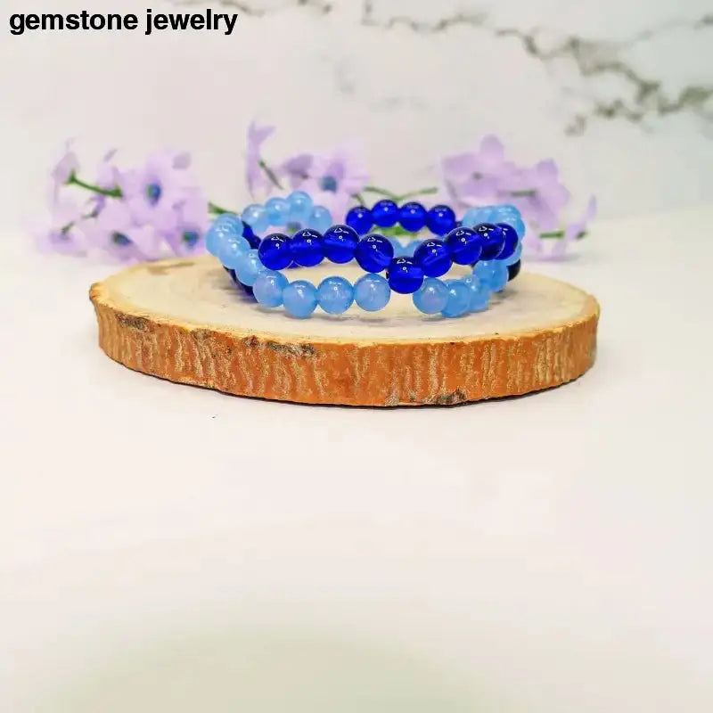 Cobalt Blue Glass Double Strand Beaded Bracelet - Bec Sue Jewelry Shop