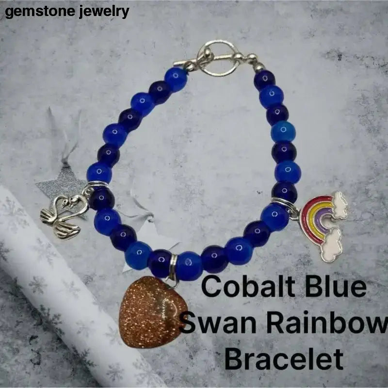 Cobalt Blue Stone Bead Charm Bracelet - Bec Sue Jewelry Shop