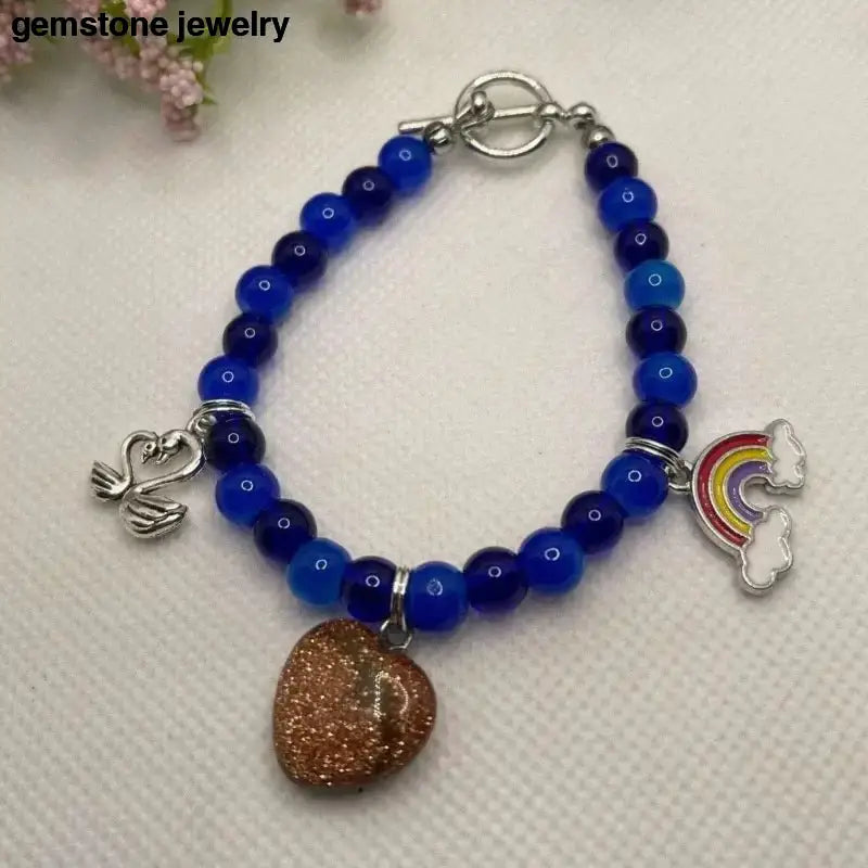 Cobalt Blue Stone Bead Charm Bracelet - Bec Sue Jewelry Shop