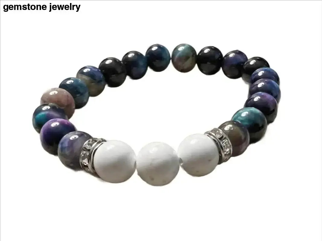 Colorful Tiger Eye and Howlite Beaded Bracelet - Bec Sue Jewelry Shop