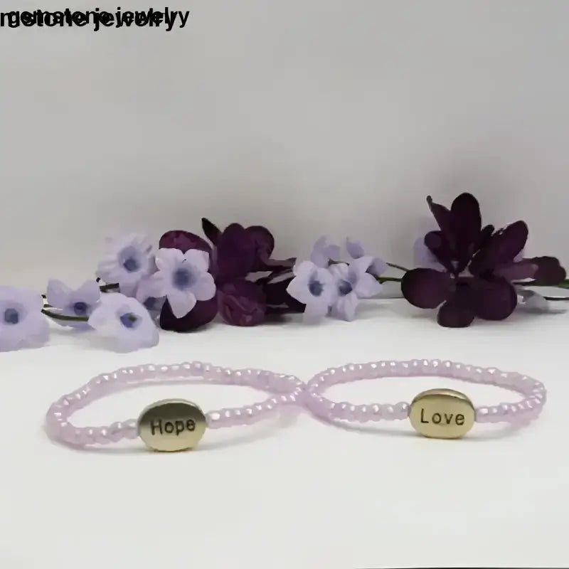 Czech Glass Purple Beaded Bracelets with Word Charms - Bec Sue Jewelry Shop
