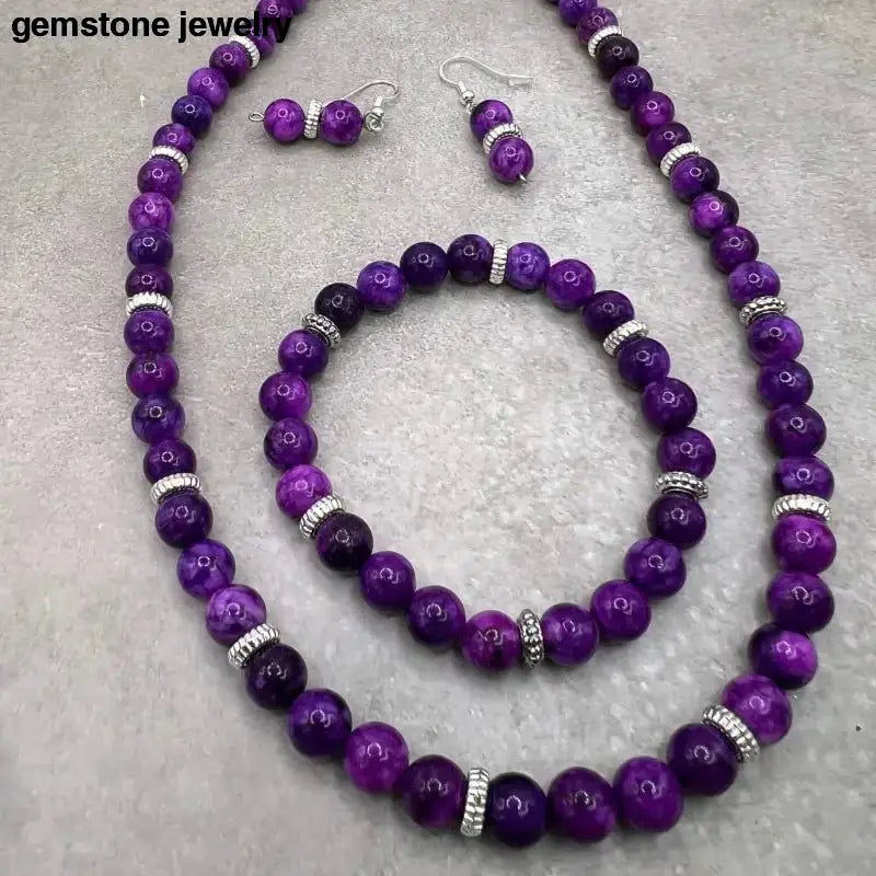 Elegant Sugilite Jewelry Set with Purple Gemstone Design - Bec Sue Jewelry Shop