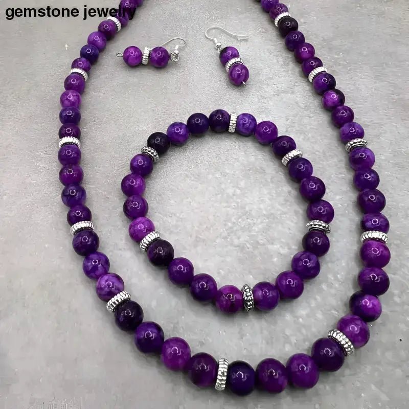 Elegant Sugilite Jewelry Set with Purple Gemstone Design - Bec Sue Jewelry Shop
