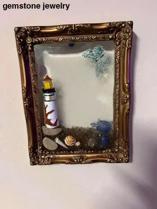 Framed Lighthouse Diorama for Coastal Sea Glass Decor - Bec Sue Jewelry Shop