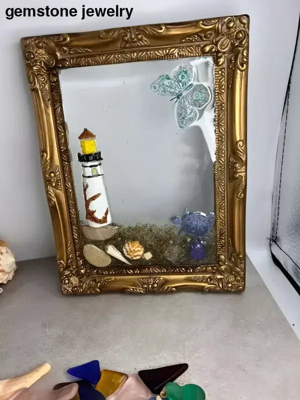 Framed Lighthouse Diorama for Coastal Sea Glass Decor - Bec Sue Jewelry Shop