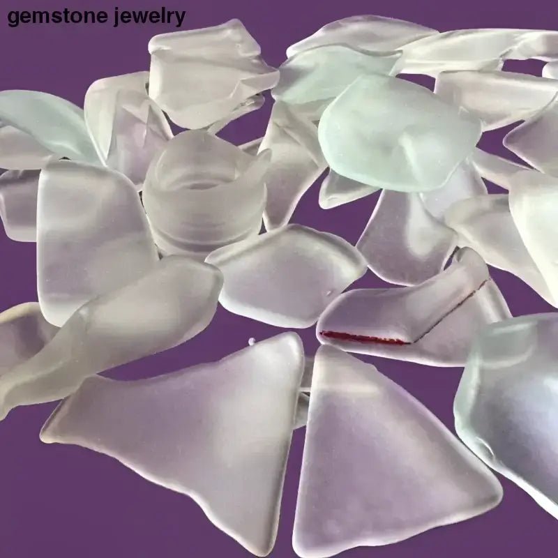 Frosted White and Pale Mint Tumbled Sea Glass Pieces - Bec Sue Jewelry Shop