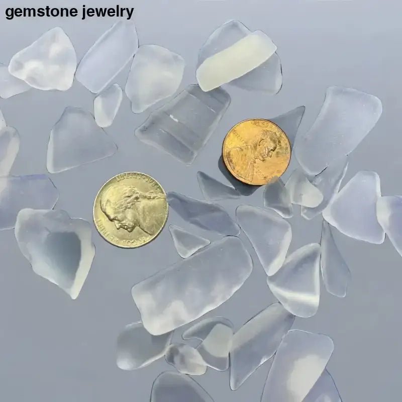 Frosted White and Pale Mint Tumbled Sea Glass Pieces - Bec Sue Jewelry Shop