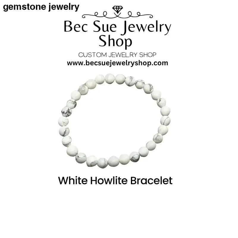 Grade AAA White Howlite Beaded Bracelets Set of Two - Bec Sue Jewelry Shop