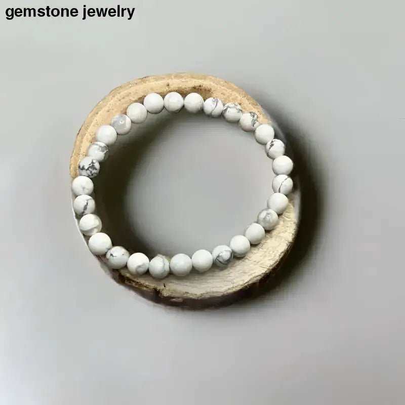 Grade AAA White Howlite Beaded Bracelets Set of Two - Bec Sue Jewelry Shop