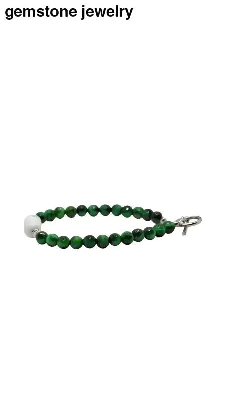 Green and White Tiger Eye Gemstone Bracelet - Bec Sue Jewelry Shop