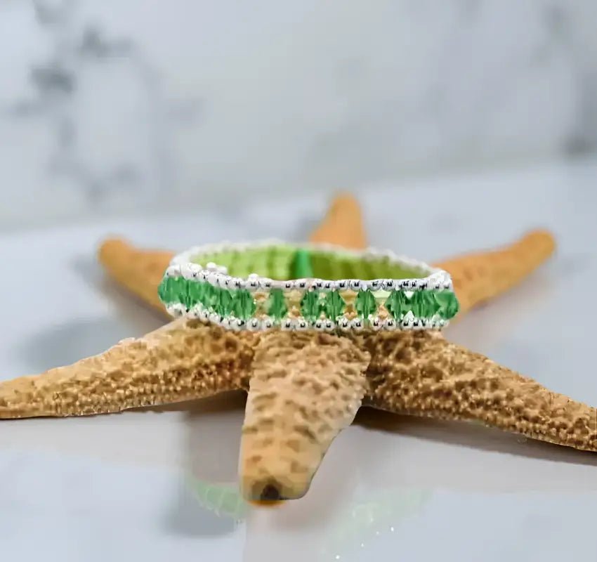 Green Gemstone Bead Tennis Bracelet with Sterling Silver Elements - Bec Sue Jewelry Shop