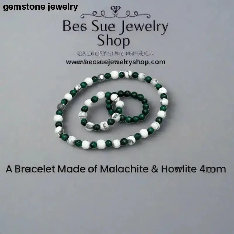 Green Malachite and White Howlite Beaded Bracelets - Bec Sue Jewelry Shop