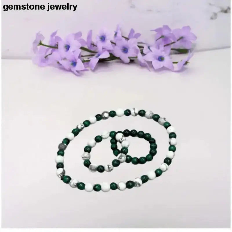 Green Malachite and White Howlite Beaded Bracelets - Bec Sue Jewelry Shop