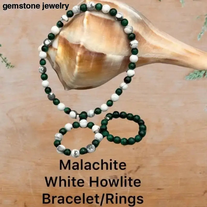 Green Malachite and White Howlite Beaded Bracelets - Bec Sue Jewelry Shop