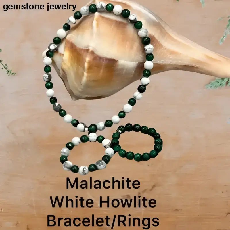 Green Malachite and White Howlite Beaded Bracelets - Bec Sue Jewelry Shop