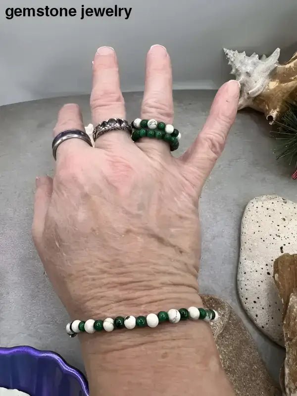 Green Malachite and White Howlite Beaded Bracelets - Bec Sue Jewelry Shop