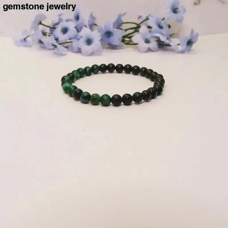 Green Tiger Eye and Black Beaded Bracelet - Bec Sue Jewelry Shop