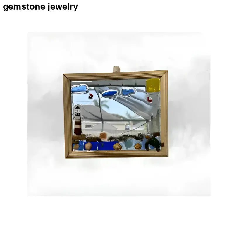 Handcrafted Lighthouse Picture Frame with Stained Glass Beach Scene - Bec Sue Jewelry Shop