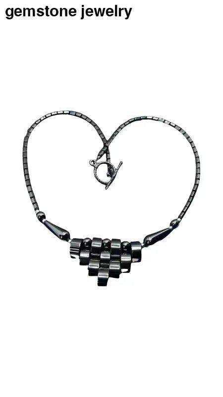 Hematite Gemstone Necklace with Elegant Beaded Design - Bec Sue Jewelry Shop