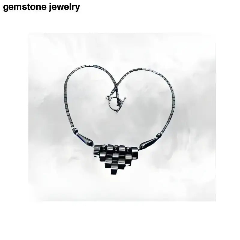 Hematite Gemstone Necklace with Elegant Beaded Design - Bec Sue Jewelry Shop