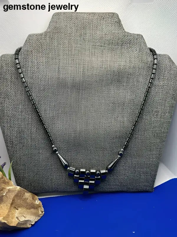 Hematite Gemstone Necklace with Elegant Beaded Design - Bec Sue Jewelry Shop