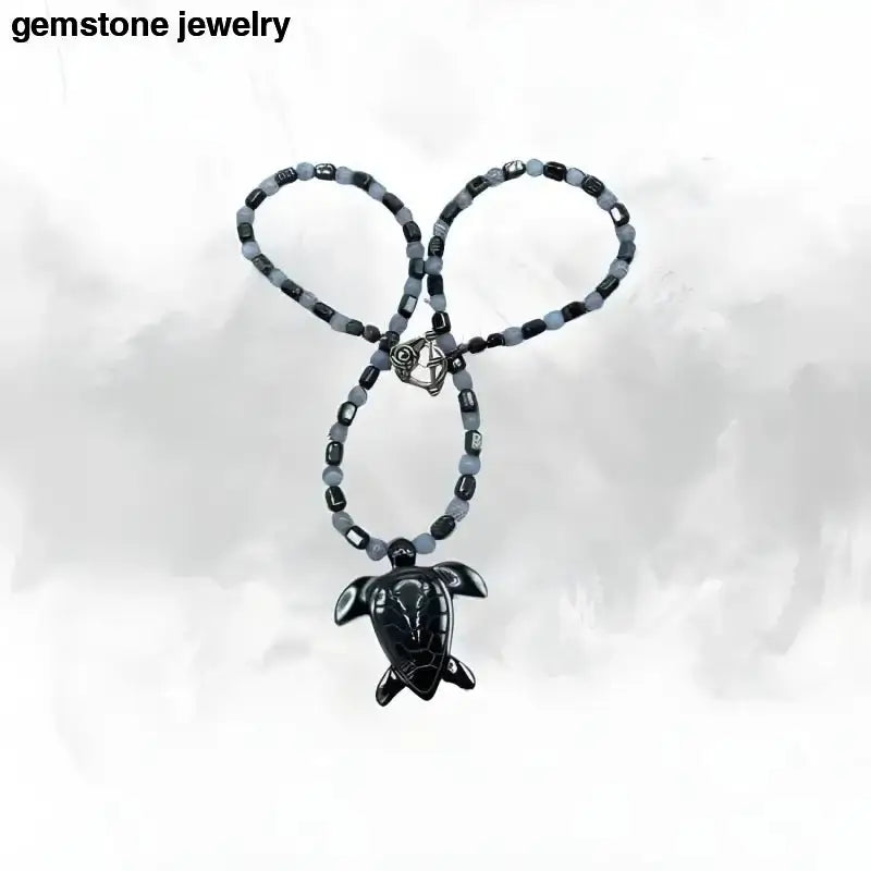 Hematite Sea Turtle Pendant Necklace for Ocean Lovers - Bec Sue Jewelry Shop