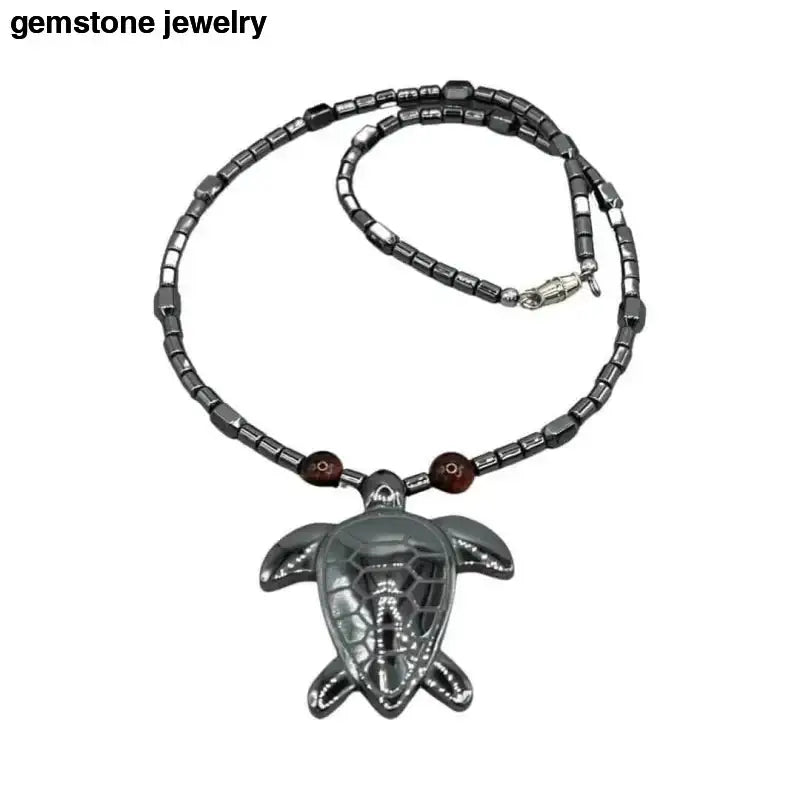 Hematite Turtle Necklace with Elegant Turtle Pendant - Bec Sue Jewelry Shop