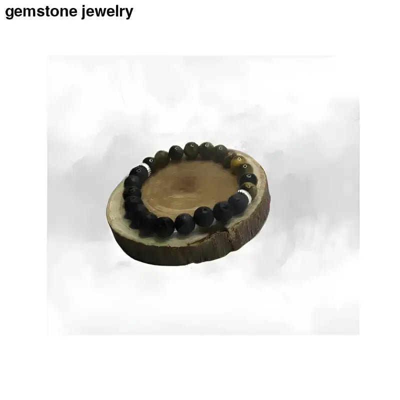 Lava Stone and Tiger Eye Beaded Gemstone Bracelet - Bec Sue Jewelry Shop