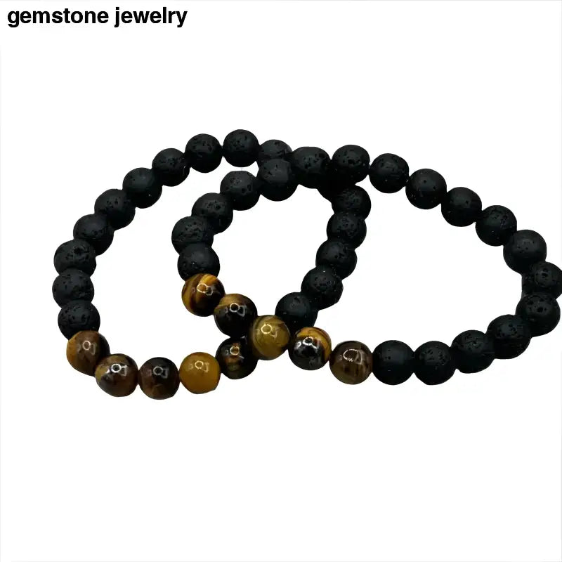 Lava Stone and Tiger Eye Bracelet with Beads - Bec Sue Jewelry Shop