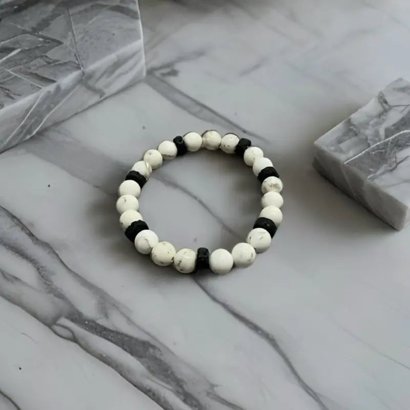 Lava Stone and White Turquoise Beaded Bracelet for Men and Women - Bec Sue Jewelry Shop