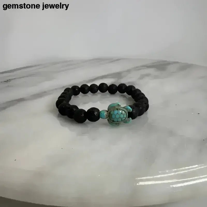 Lava Stone Bracelet with Carved Bone Accent for Unique Style - Bec Sue Jewelry Shop