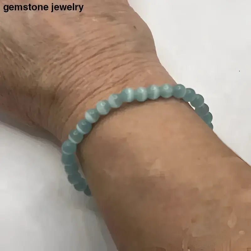 Light Blue Cat's Eye Beaded Bracelet - Bec Sue Jewelry Shop