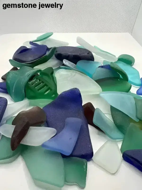 Mixed Sea Glass Assortment Unpolished Tumbled Glass Pieces - Bec Sue Jewelry Shop