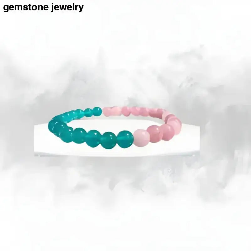 Pink Opal and Blue Amazonite Beaded Bracelet - Bec Sue Jewelry Shop