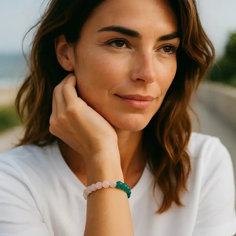 Pink Opal and Blue Amazonite Beaded Bracelet - Bec Sue Jewelry Shop