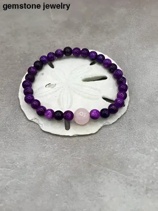 Purple and Pink Beaded Bracelet with Sugilite 6mm and Rose Quartz - Bec Sue Jewelry Shop