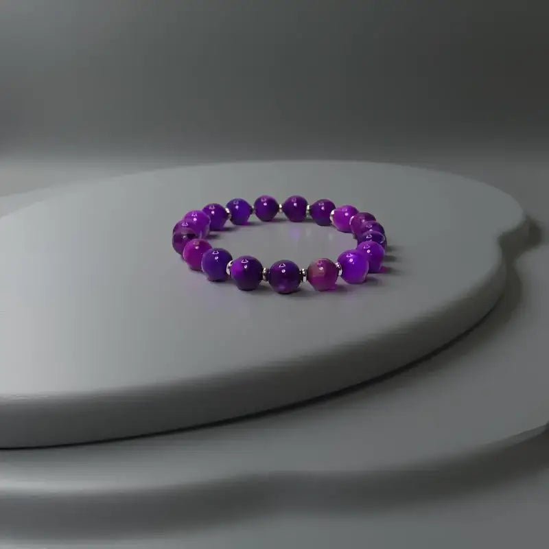 Purple Sugilite Beaded Stretch Bracelet with 8mm Gemstones - Bec Sue Jewelry Shop