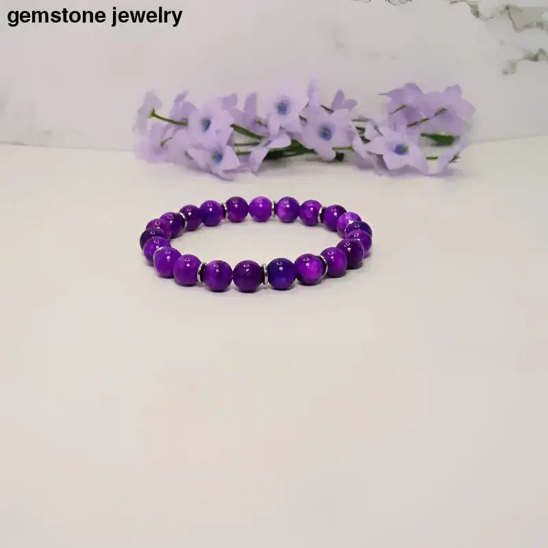 Purple Sugilite Gemstone Bracelet with Beads - Bec Sue Jewelry Shop