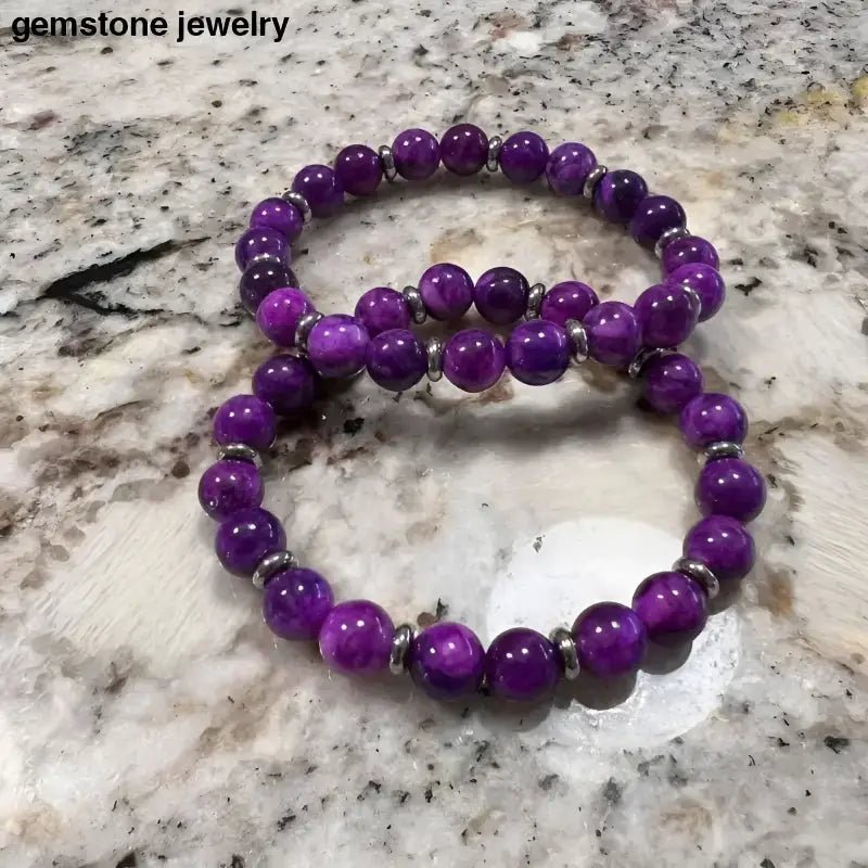Purple Sugilite Gemstone Bracelet with Beads - Bec Sue Jewelry Shop