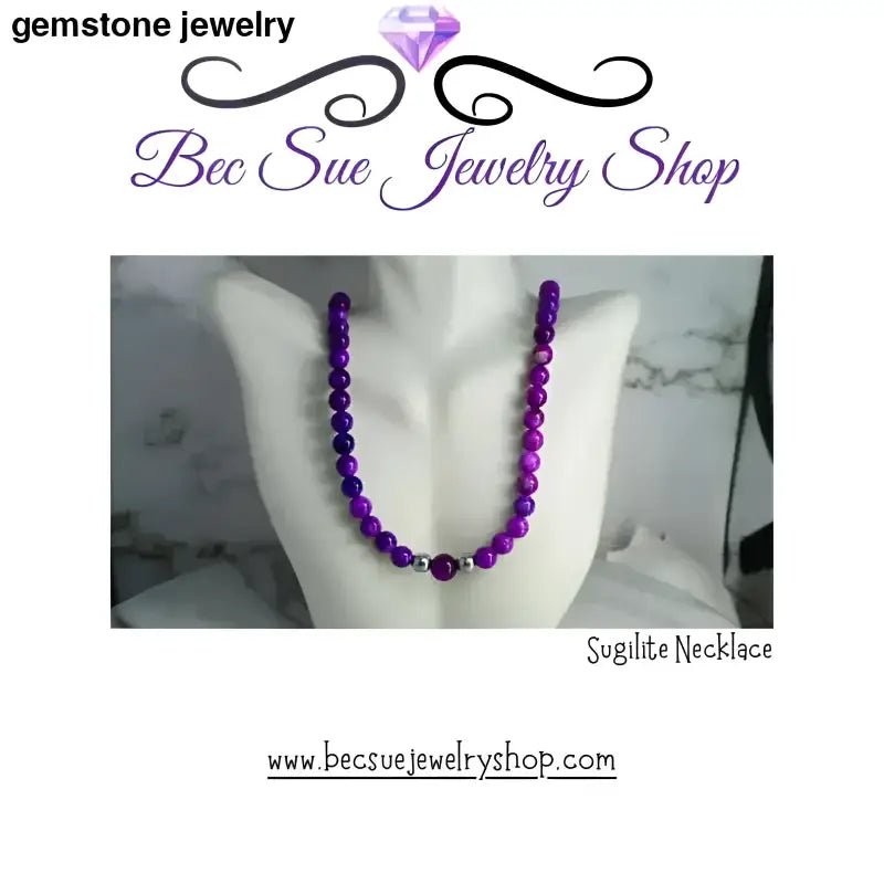 Purple Sugilite Necklace with Sterling Silver Lobster Clasp by Bec Sue Jewelry - Bec Sue Jewelry Shop